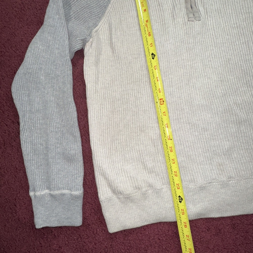 VTG Polo Jeans Co Ralph Lauren Mens M Ribbed Preppy Pullover 1/4 Zip Beige Gray - Picture 4 of 7